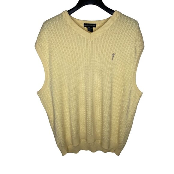 FAIRWAY OUTFITTERS MEN'S YELLOW COTTON CABLE KNIT GOLF SWEATER VEST SZ XL - Picture 1 of 4